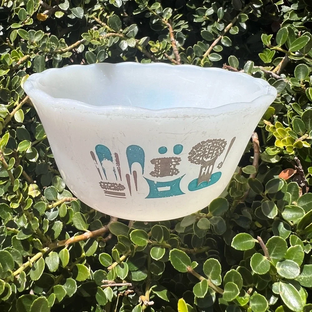 Vintage Fire King Blue Heaven Milk Glass Custard Cup Ramekin Bowl Collectible